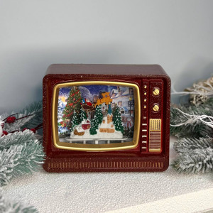 Новорічний ліхтар світильник нічник музичний 19х15см Телевізорширина з USB живленням та на батарейках