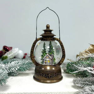 Новорічний ліхтар світильник нічник музичний 21х7см з USB живленням та на батарейках