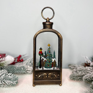 Новорічний ліхтар світильник нічник музичний 28см з USB живленням та на батарейках