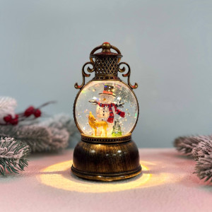 Новорічний ліхтар нічник міні Сніговик 16см на батарейках з USB живленням