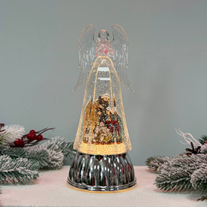 Новорічний ліхтар світильник нічник музичний 28см Ангел з USB живленням