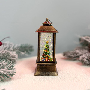 Новорічний ліхтар нічник міні 13см на батарейках у комплекті