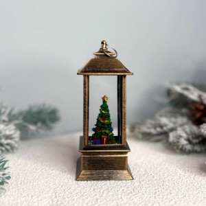 Новорічний ліхтар нічник міні 13см на батарейках у комплекті