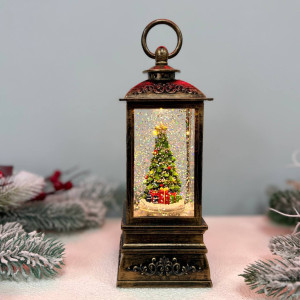 Новорічний ліхтар світильник нічник музичний 25см з USB живленням та на батарейках