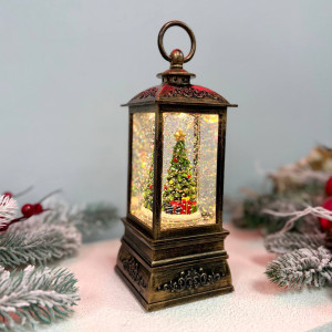 Новорічний ліхтар світильник нічник музичний 25см з USB живленням та на батарейках