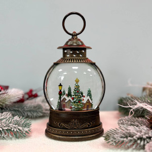 Новорічний ліхтар світильник нічник музичний 25см з USB живленням та на батарейках