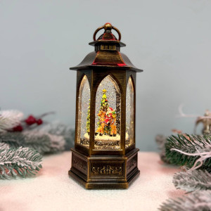 Новорічний ліхтар світильник нічник музичний 26см з USB живленням та на батарейках