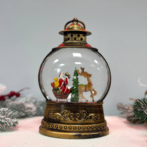 Новорічний ліхтар світильник нічник музичний 25см з USB живленням та на батарейках