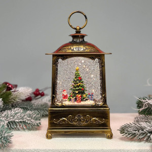 Новорічний ліхтар світильник нічник музичний 27см з USB живленням та на батарейках