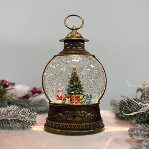 Новорічний ліхтар світильник нічник музичний 22х13см Ялинка з USB живленням та на батарейках