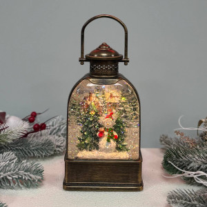 Новорічний ліхтар світильник нічник музичний 28см з USB живленням та на батарейках