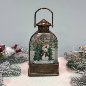 Новорічний ліхтар світильник нічник музичний 28см з USB живленням та на батарейках