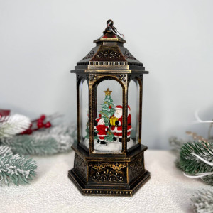 Новорічний ліхтар світильник нічник музичний 24см з USB живленням батарейках в комплеті