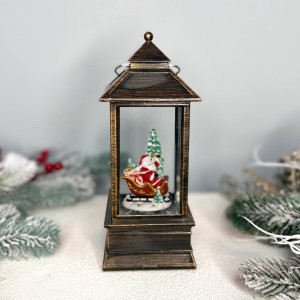 Новорічний ліхтар світильник нічник музичний 24см з USB живленням батарейках в комплеті