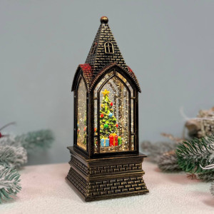 Новорічний ліхтар світильник нічник музичний 23х8см Ялинка з USB живленням