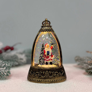 Новорічний ліхтар нічник міні зі сантою всередині 13см на батарейках у комплекті