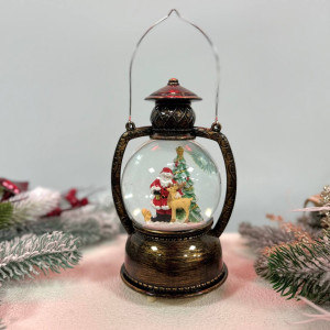 Новорічна куля світильник нічник музичний Париж 17х10см, на батарейках в комплеті розовий