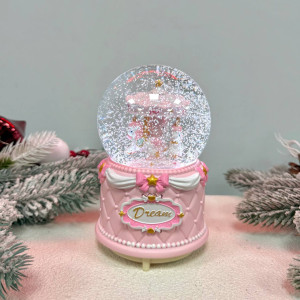 Новорічна куля світильник нічник музичний Карусель 18х10см на батарейках в комплеті фіолетовий