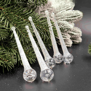 Іграшка на ялинку Бурулька (прозора, 10см)