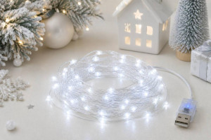 Гірлянда Роса 10 м USB, 100 LED, холодний білий